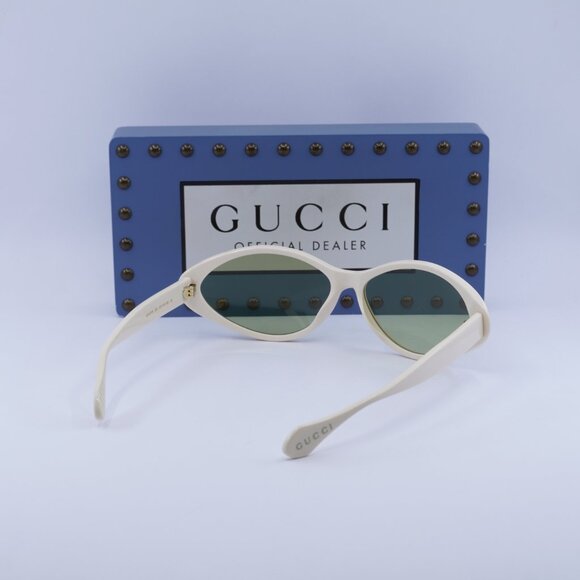 Gucci GG1377S 001 Cat Eye Sunglasses - Shiny Ivory/Green main image 9